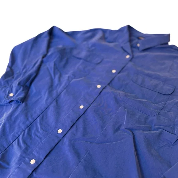 TravelSmith Royal Blue Button Up Shirt Mens Large Wrinkle Resistant Travelwear - Picture 5 of 11